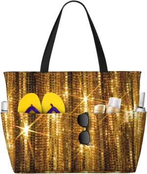 Colorful Rainbow Stars Large Capacity Beach Travel Bag - Waterproof Zipper Vacation Tote for Sandproof Storage, and Camping