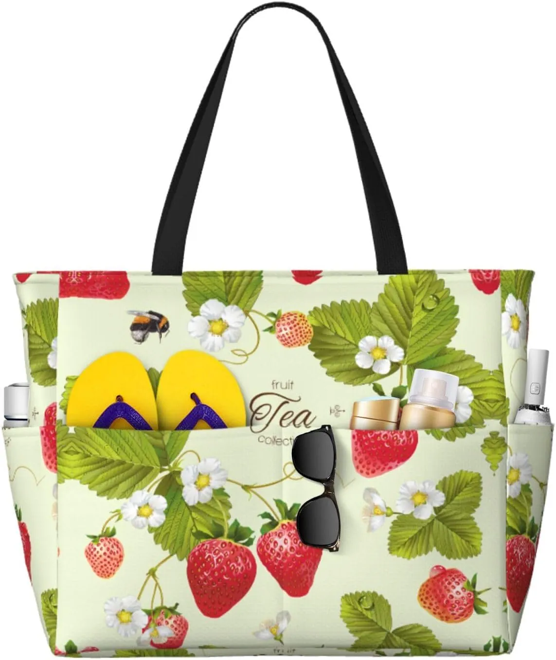 Colorful Rainbow Stars Large Capacity Beach Travel Bag - Waterproof Zipper Vacation Tote for Sandproof Storage, and Camping