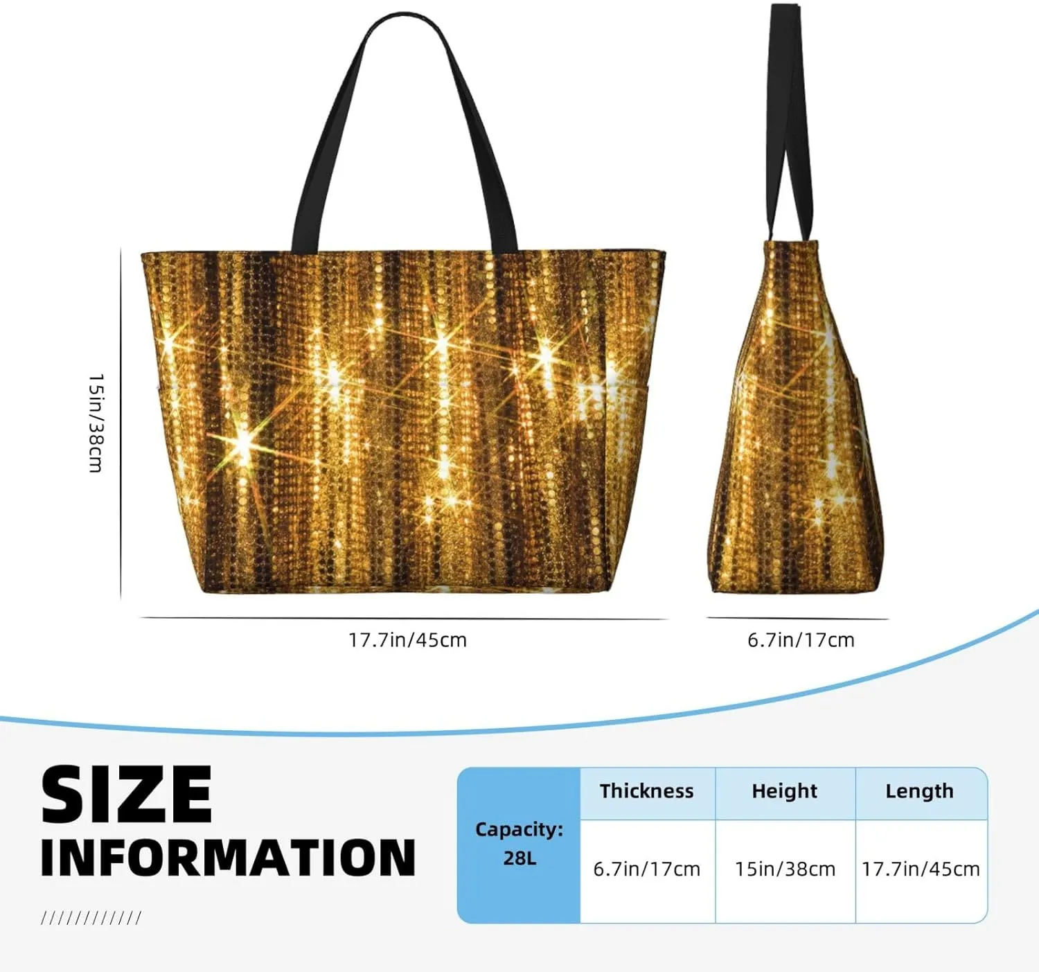 Colorful Rainbow Stars Large Capacity Beach Travel Bag - Waterproof Zipper Vacation Tote for Sandproof Storage, and Camping