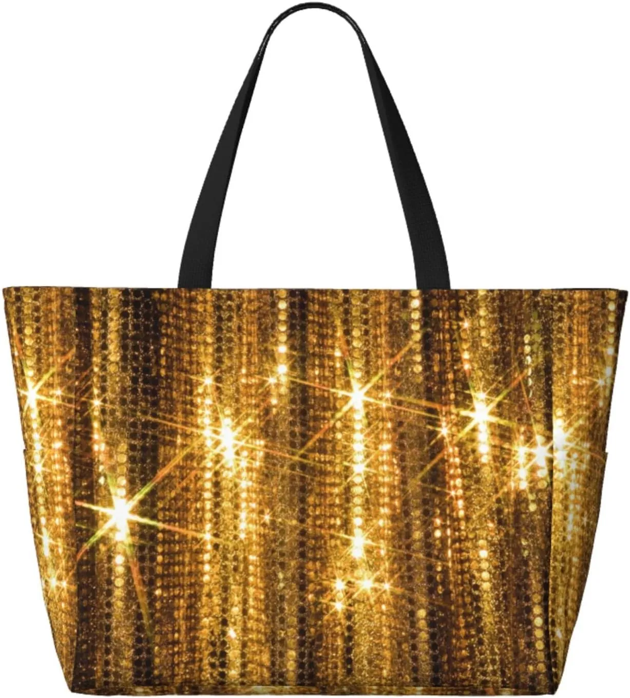 Colorful Rainbow Stars Large Capacity Beach Travel Bag - Waterproof Zipper Vacation Tote for Sandproof Storage, and Camping