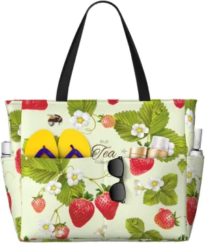Colorful Rainbow Stars Large Capacity Beach Travel Bag - Waterproof Zipper Vacation Tote for Sandproof Storage, and Camping