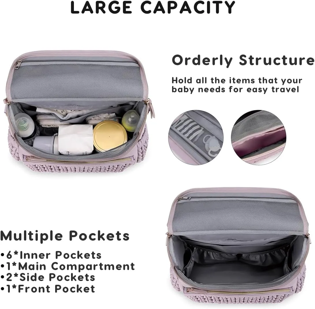 Convertible Diaper Bag Backpack Waterproof Nappy Changing Bag Travel Mummy Bag with Changing Pad & Shoulder Strap(Purple)