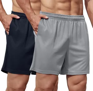 COOFANDY Men's 2 Pack Gym Workout Shorts 5 Inch Mesh Athletic Shorts Quick Dry Running Shorts with Pockets