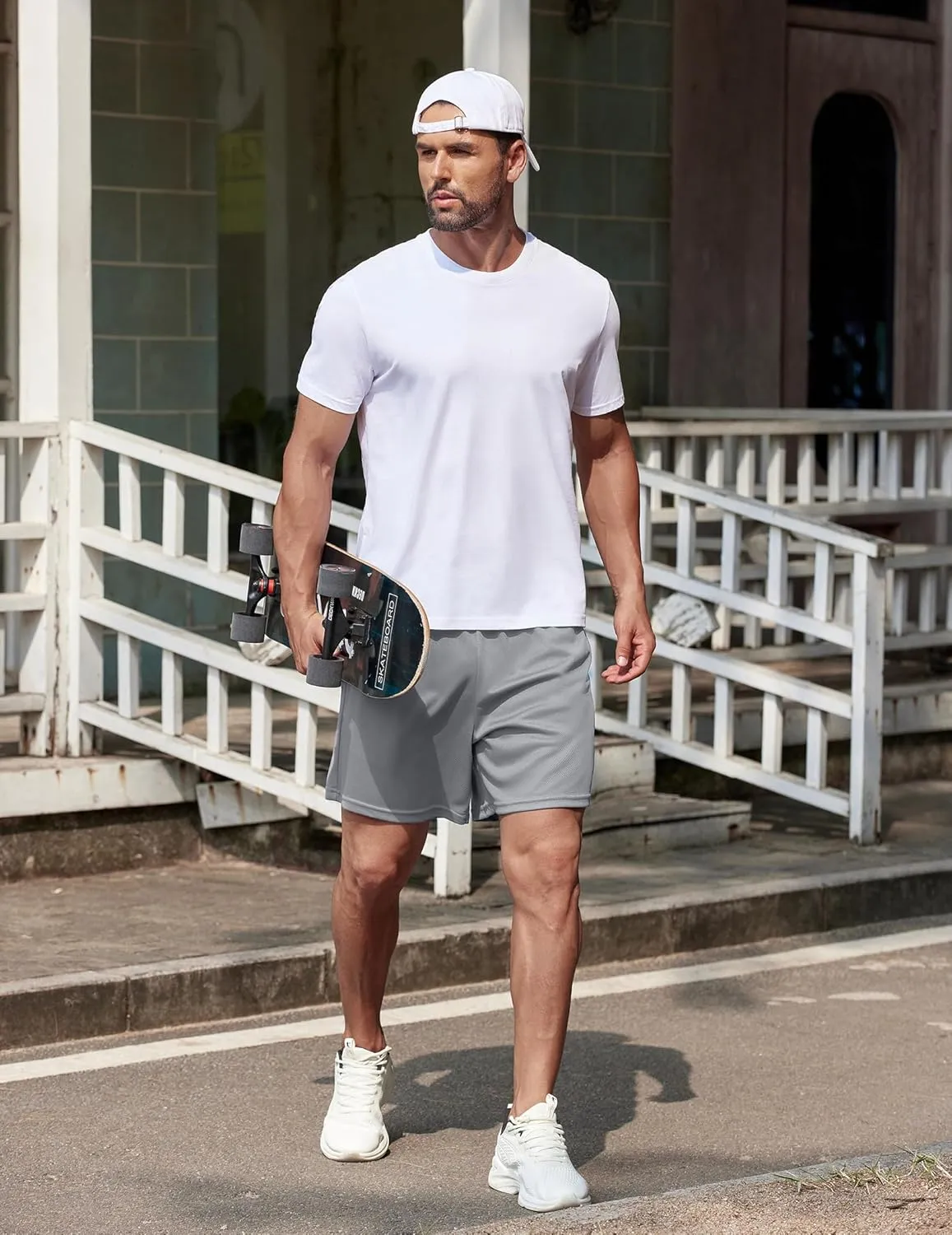 COOFANDY Men's 2 Pack Gym Workout Shorts 5 Inch Mesh Athletic Shorts Quick Dry Running Shorts with Pockets