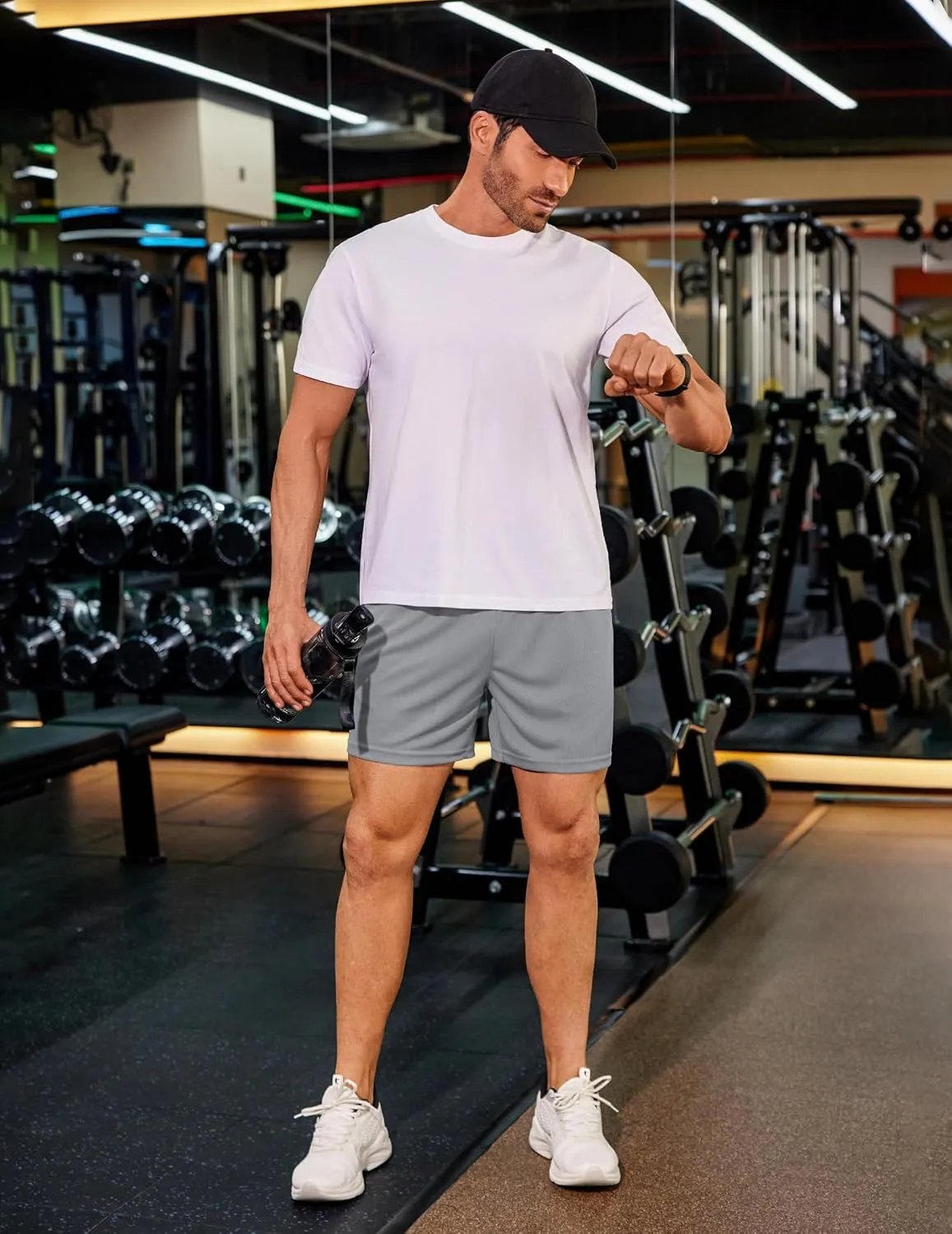 COOFANDY Men's 2 Pack Gym Workout Shorts 5 Inch Mesh Athletic Shorts Quick Dry Running Shorts with Pockets