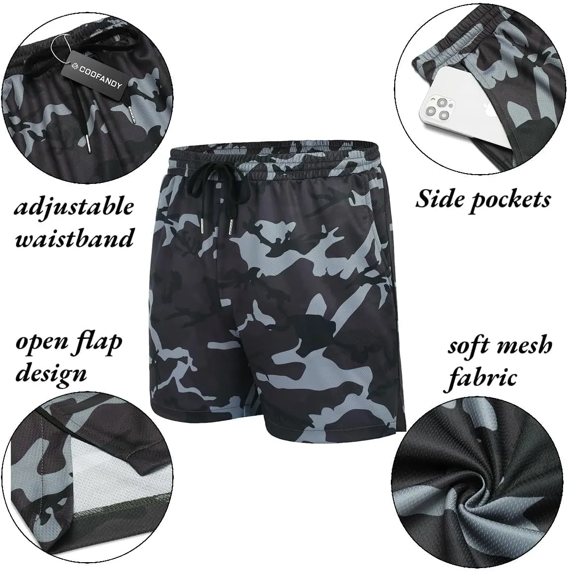 COOFANDY Men's 2 Pack Gym Workout Shorts Quick Dry Athletic Shorts 5 Inch Lightweight Sports Running Shorts with Pockets