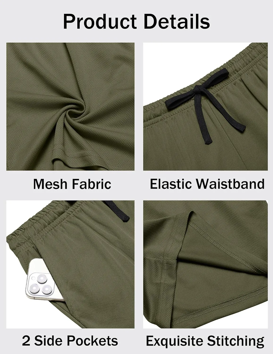 COOFANDY Men's Gym Shorts 3 Pack Mesh Athletic Workout Shorts Lightweight Quick Dry Drawstring Shorts with Pockets