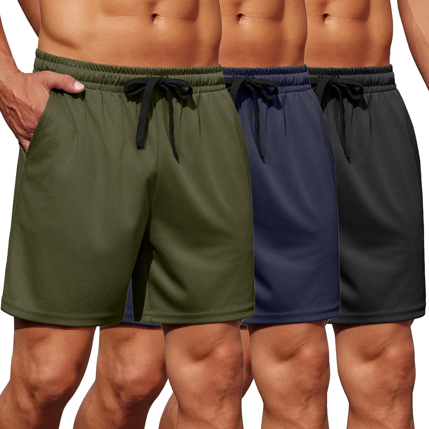 COOFANDY Men's Gym Shorts 3 Pack Mesh Athletic Workout Shorts Lightweight Quick Dry Drawstring Shorts with Pockets