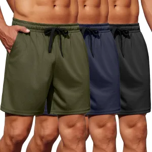 COOFANDY Men's Gym Shorts 3 Pack Mesh Athletic Workout Shorts Lightweight Quick Dry Drawstring Shorts with Pockets