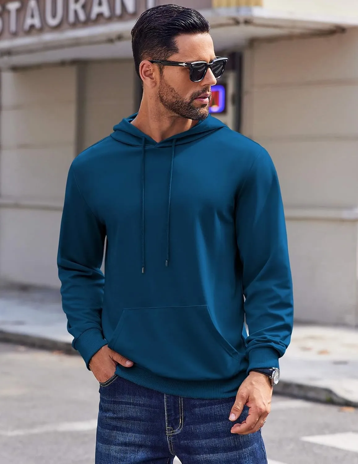 COOFANDY Mens Hoodies Pullover Long Sleeve Casual Fashion Sweatshirts Drawstring Gym Hooded Shirt with Kanga Pocket