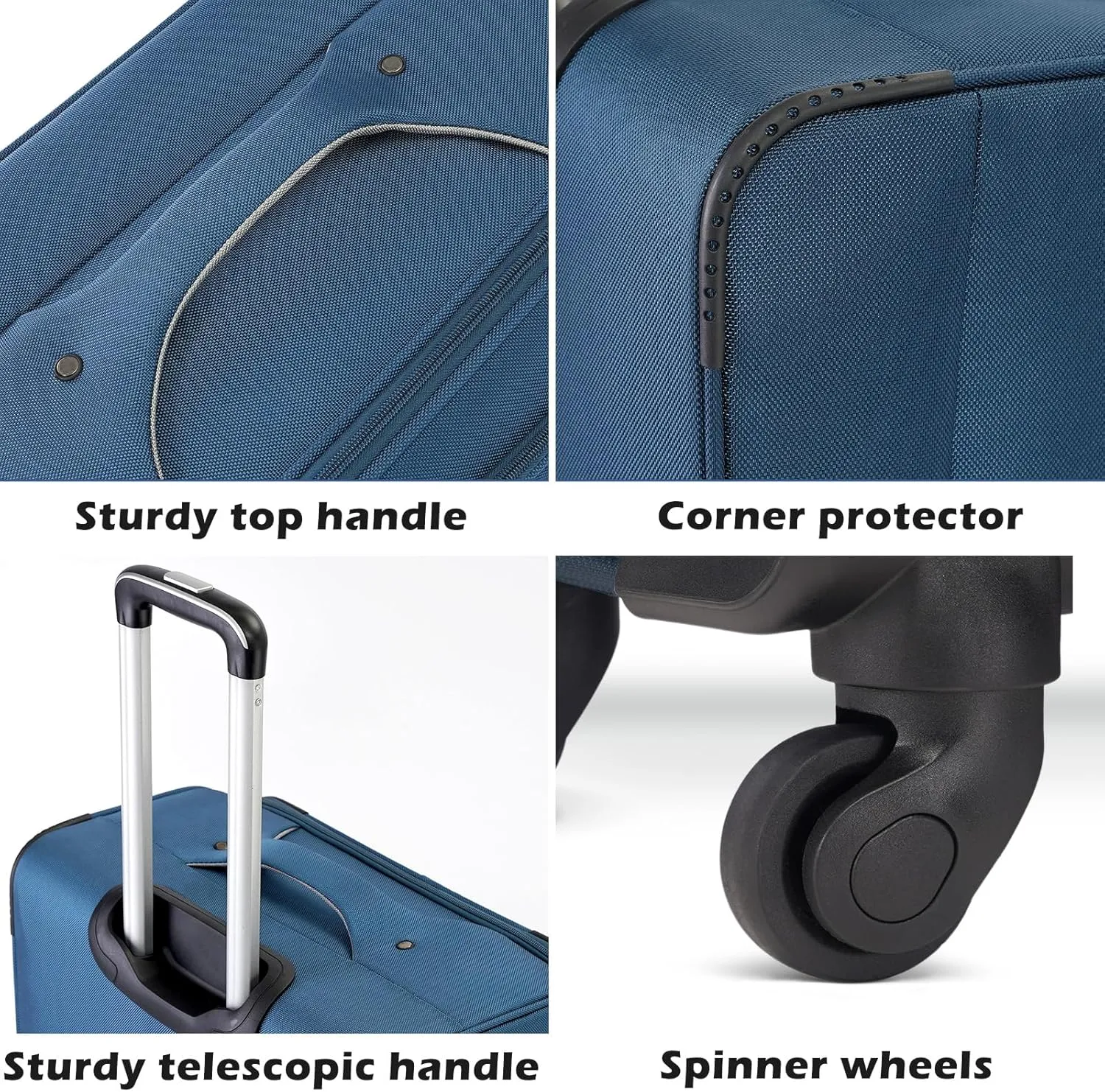 Coolife Luggage 4 Piece Set Suitcase TSA Lock Spinner Softshell lightweight (black red)