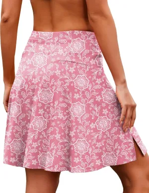 COOrun Tennis Skirt Women 20" Knee Length Golf Skort with Pockets High Waisted Athletic Sports Inner Shorts Skirts S-XXL