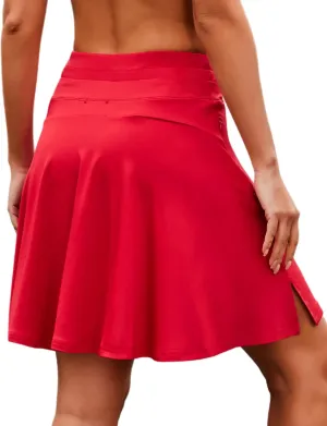 COOrun Tennis Skirt Women 20" Knee Length Golf Skort with Pockets High Waisted Athletic Sports Inner Shorts Skirts S-XXL