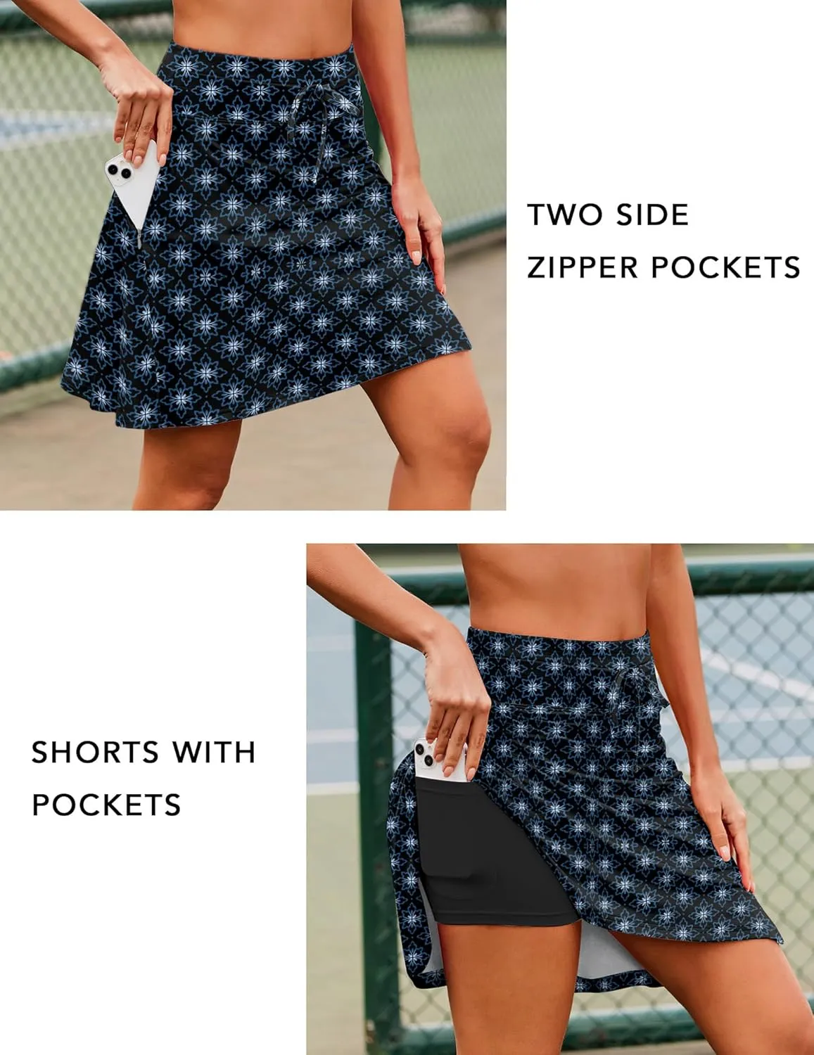 COOrun Tennis Skirt Women 20" Knee Length Golf Skort with Pockets High Waisted Athletic Sports Inner Shorts Skirts S-XXL