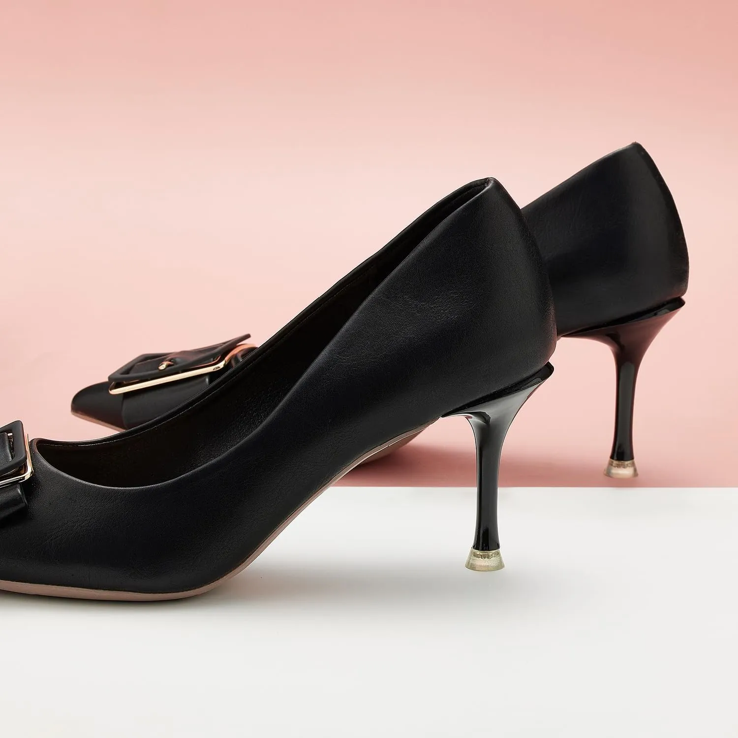 C.Paravano Women's Square Buckle Stiletto Pumps - Pointed Toe High Heels for Office Wear, Evening Parties, Weddings & Business Events