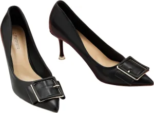 C.Paravano Women's Square Buckle Stiletto Pumps - Pointed Toe High Heels for Office Wear, Evening Parties, Weddings & Business Events