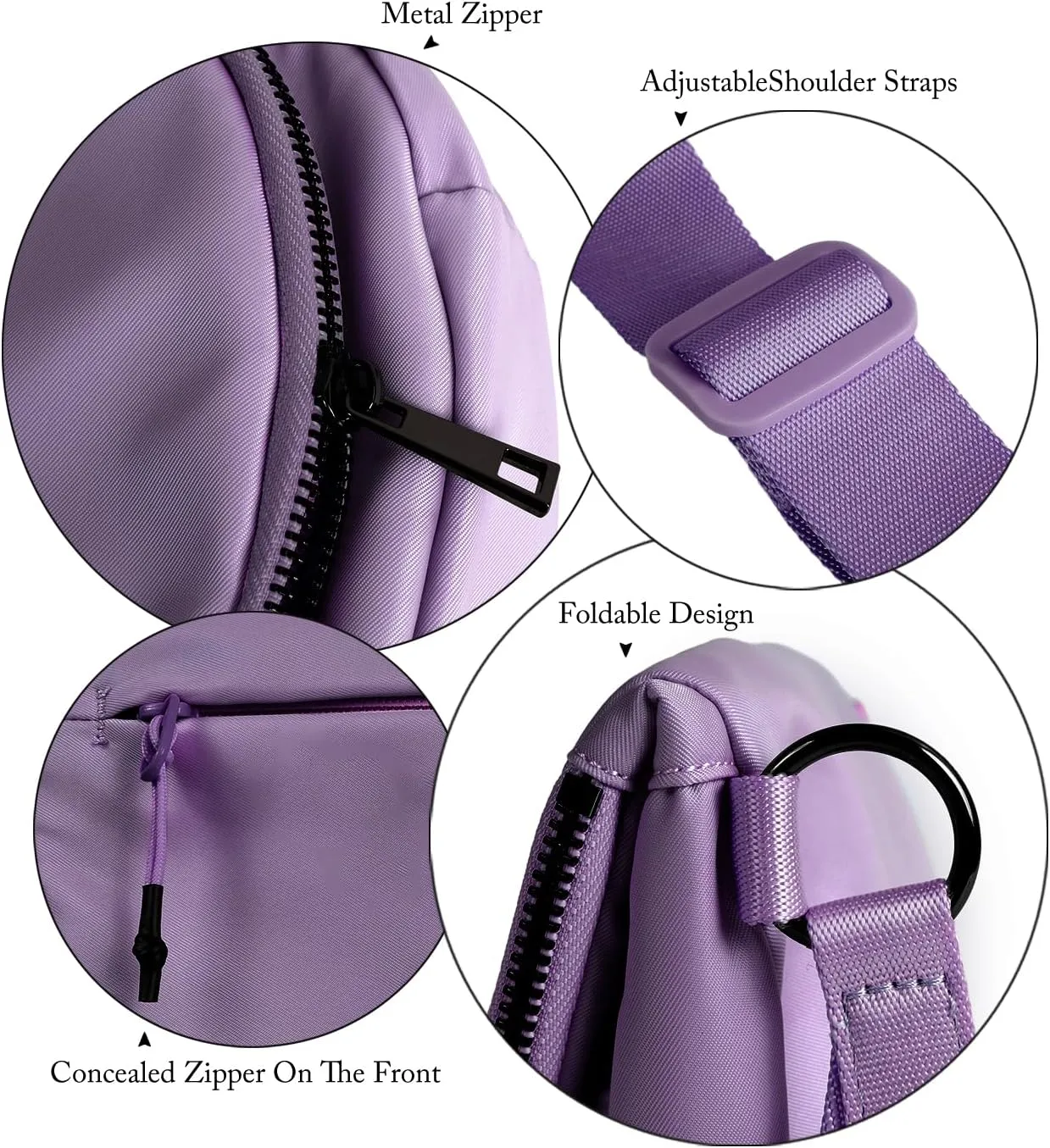 Crescent Bag for Women and Men, Fashion Medium Nylon Folding Crescent Moon Bag Single Shoulder Bag with Adjustable Strap