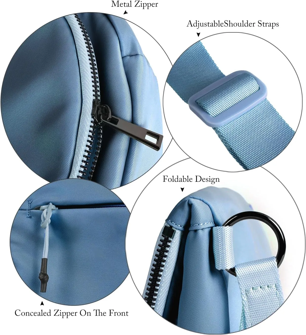 Crescent Bag for Women and Men, Fashion Medium Nylon Folding Crescent Moon Bag Single Shoulder Bag with Adjustable Strap