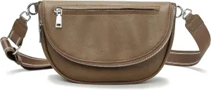 Crescent Bag for Women and Men, Fashion Medium PU Leather Folding Crescent Moon Bag Single Shoulder Bag with Adjustable Strap (Z-PU-Coffee color)