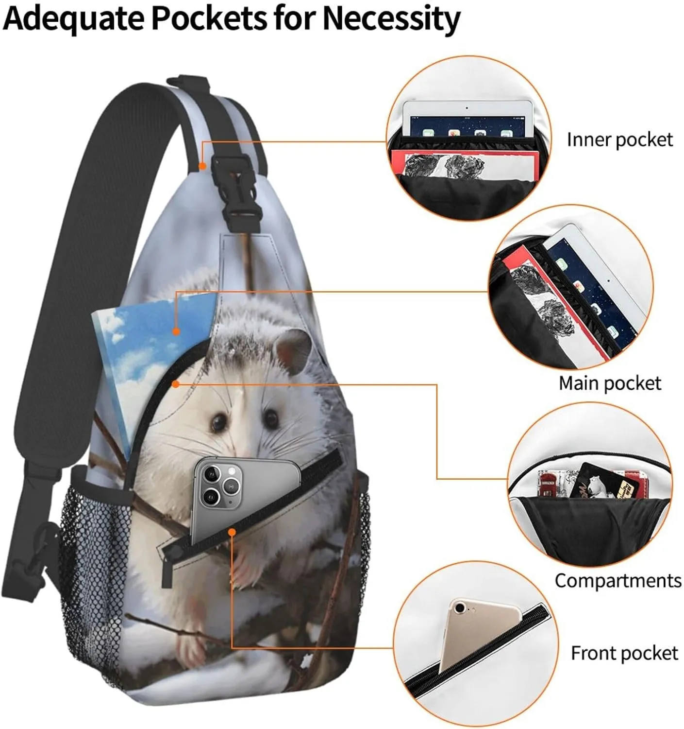 Cross Chest Bag Diagonally Sling Backpack Crossbody Shoulder Bag Owl Tree Branches Sling Bag Travel Hiking Daypack