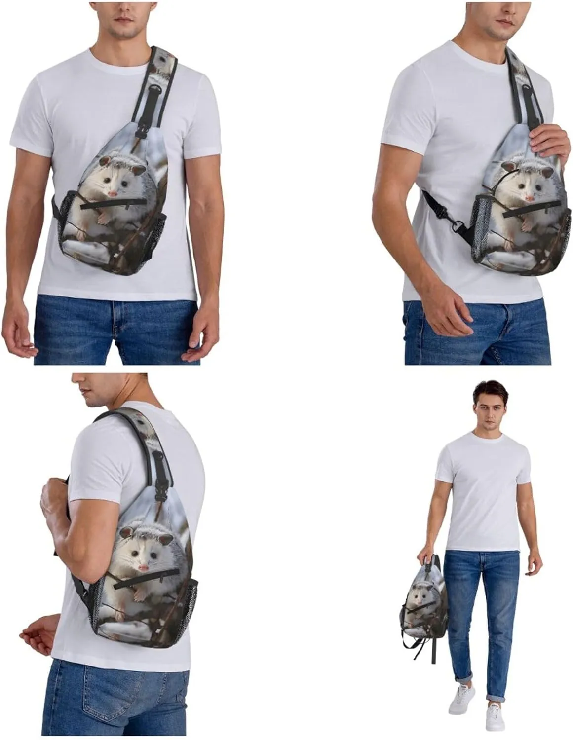 Cross Chest Bag Diagonally Sling Backpack Crossbody Shoulder Bag Owl Tree Branches Sling Bag Travel Hiking Daypack