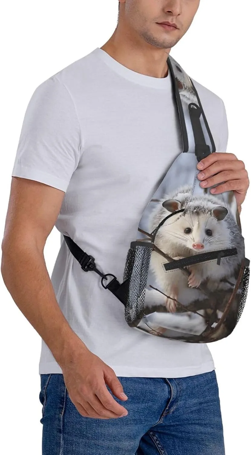 Cross Chest Bag Diagonally Sling Backpack Crossbody Shoulder Bag Owl Tree Branches Sling Bag Travel Hiking Daypack
