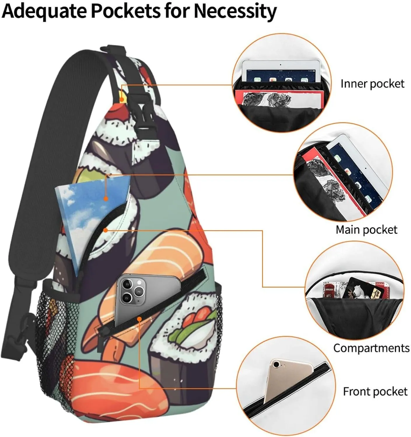 Cross Chest Bag Diagonally Sling Backpack Crossbody Shoulder Bag Turquoise Blue Gold Marble Sling Bag Travel Hiking Daypack