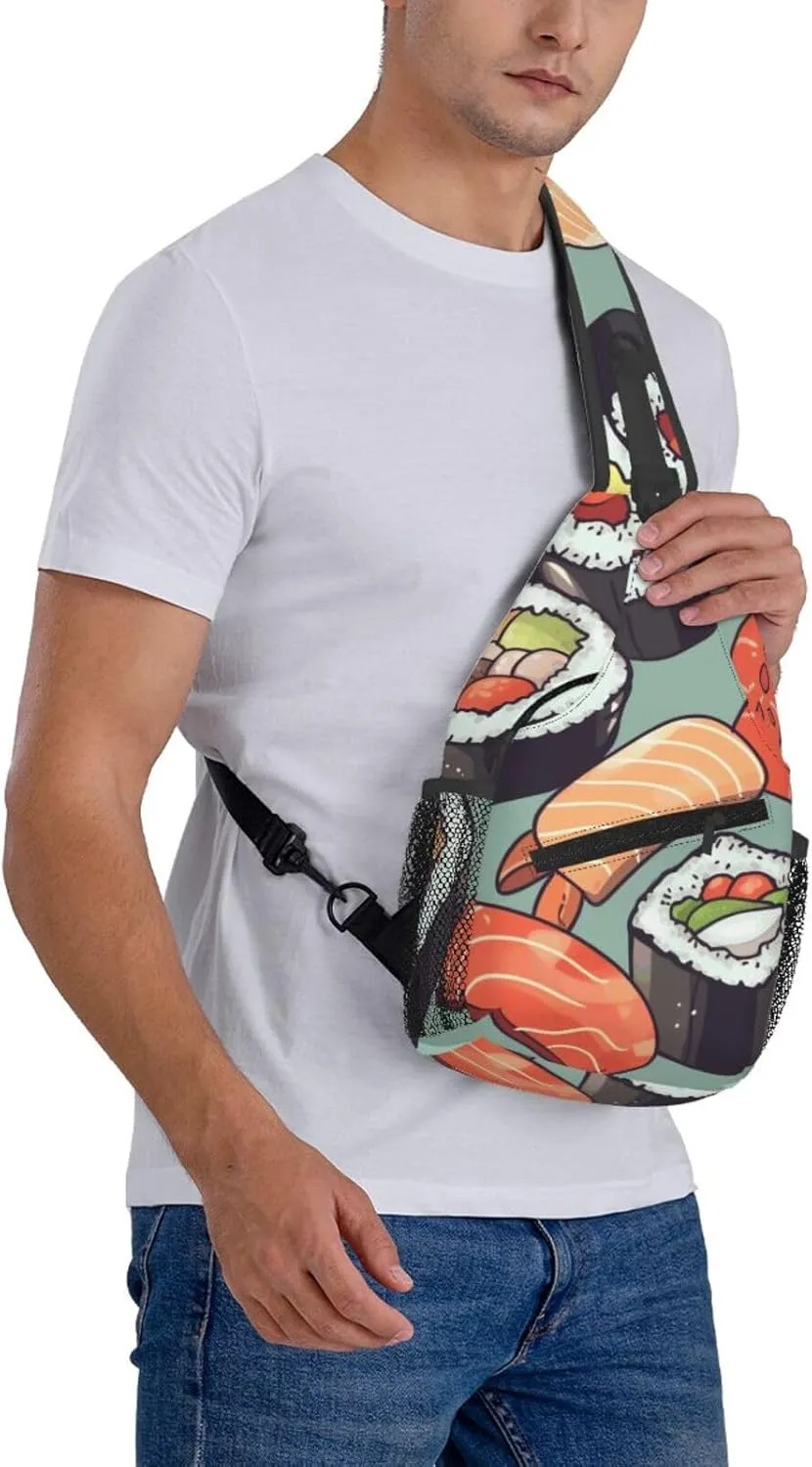 Cross Chest Bag Diagonally Sling Backpack Crossbody Shoulder Bag Turquoise Blue Gold Marble Sling Bag Travel Hiking Daypack