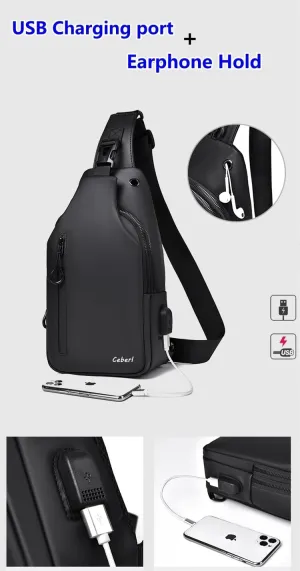 Crossbody Anti-Theft Sling Bag for Men Women,Casual Shoulder Backpack Waterproof Chest Daypack with USB Charging Hole (dark-green)