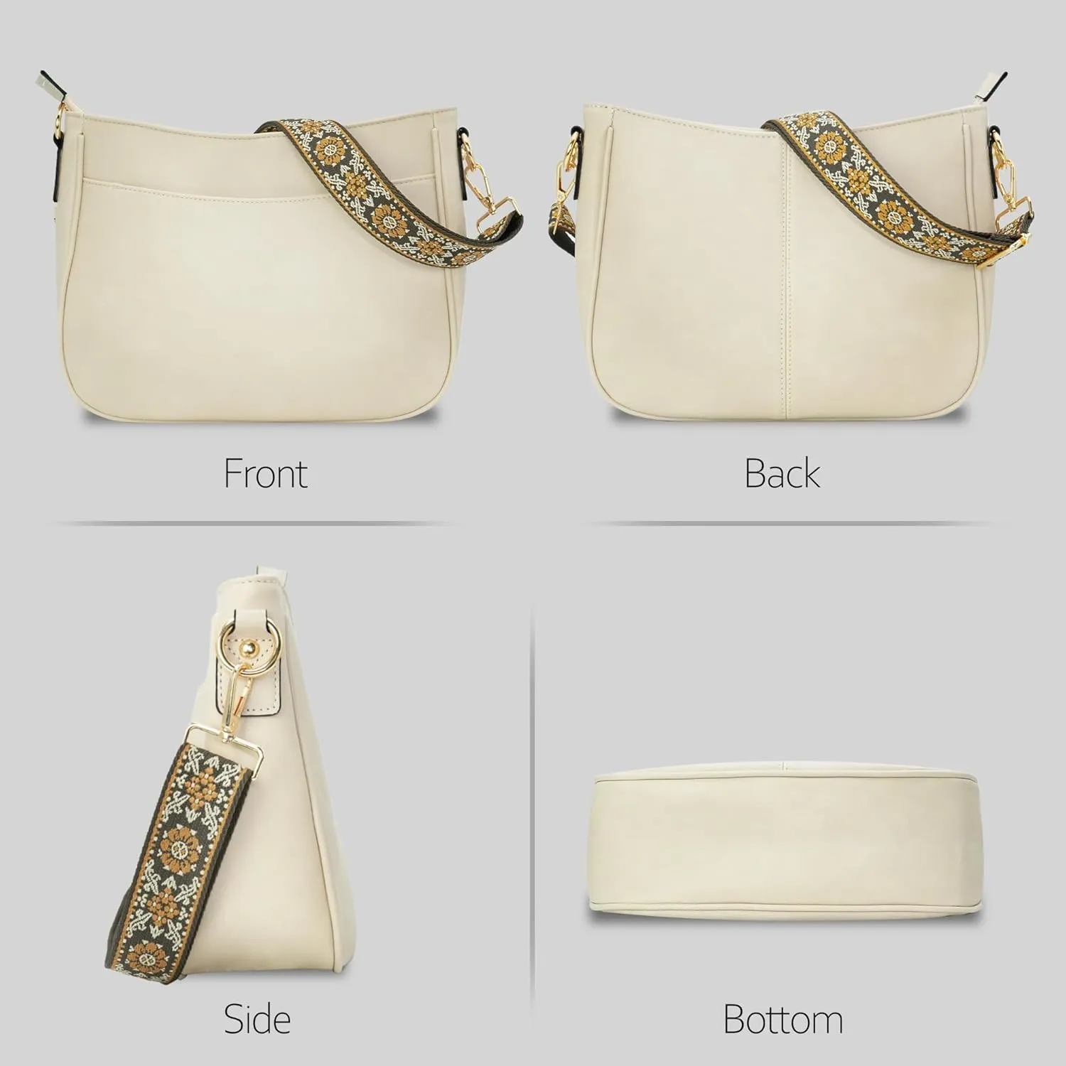 Crossbody Bag for Women Bohemian Vintage Stylish Purse Vegan Leather Shoulder Bag with Adjustable Wide Strap