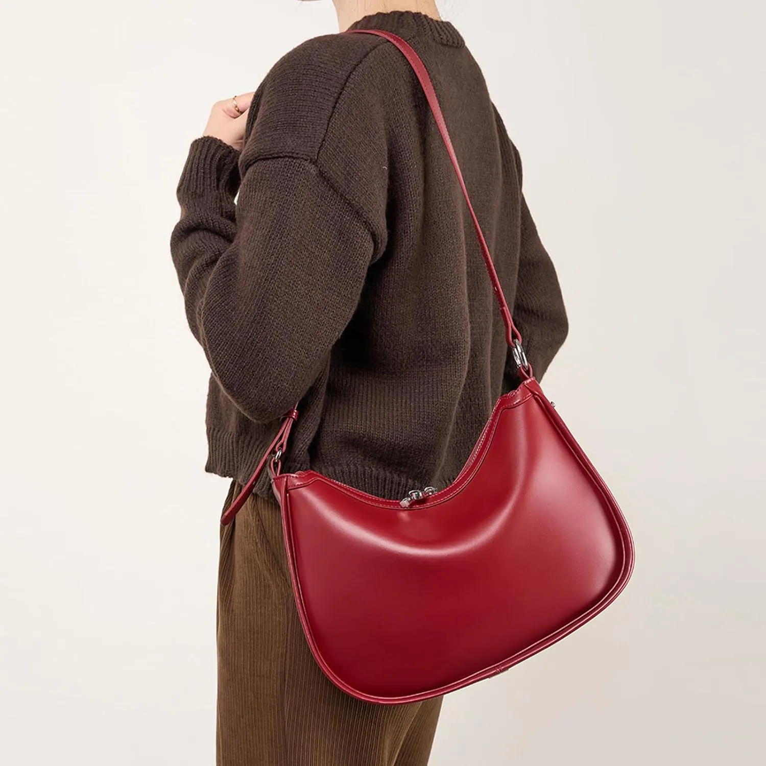 Crossbody Bag for Women Crescent Purse Trendy Shoulder Bag Handbag with Adjustable Strap