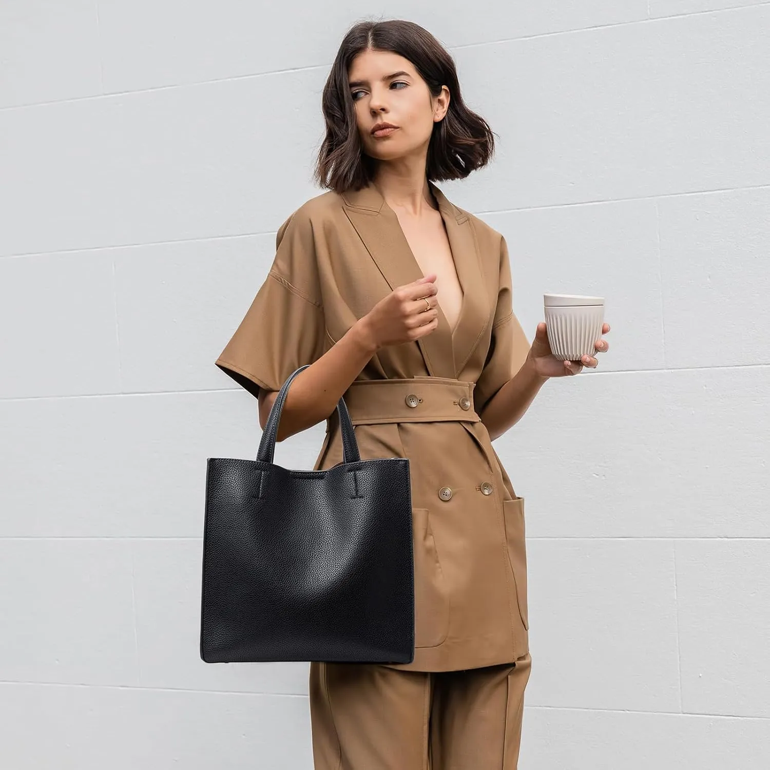Crossbody Bag for Women Leather Tote Bag for Women Shoulder Handbag Purse Bucket Bag Purse with 2PCS Shoulder Strap