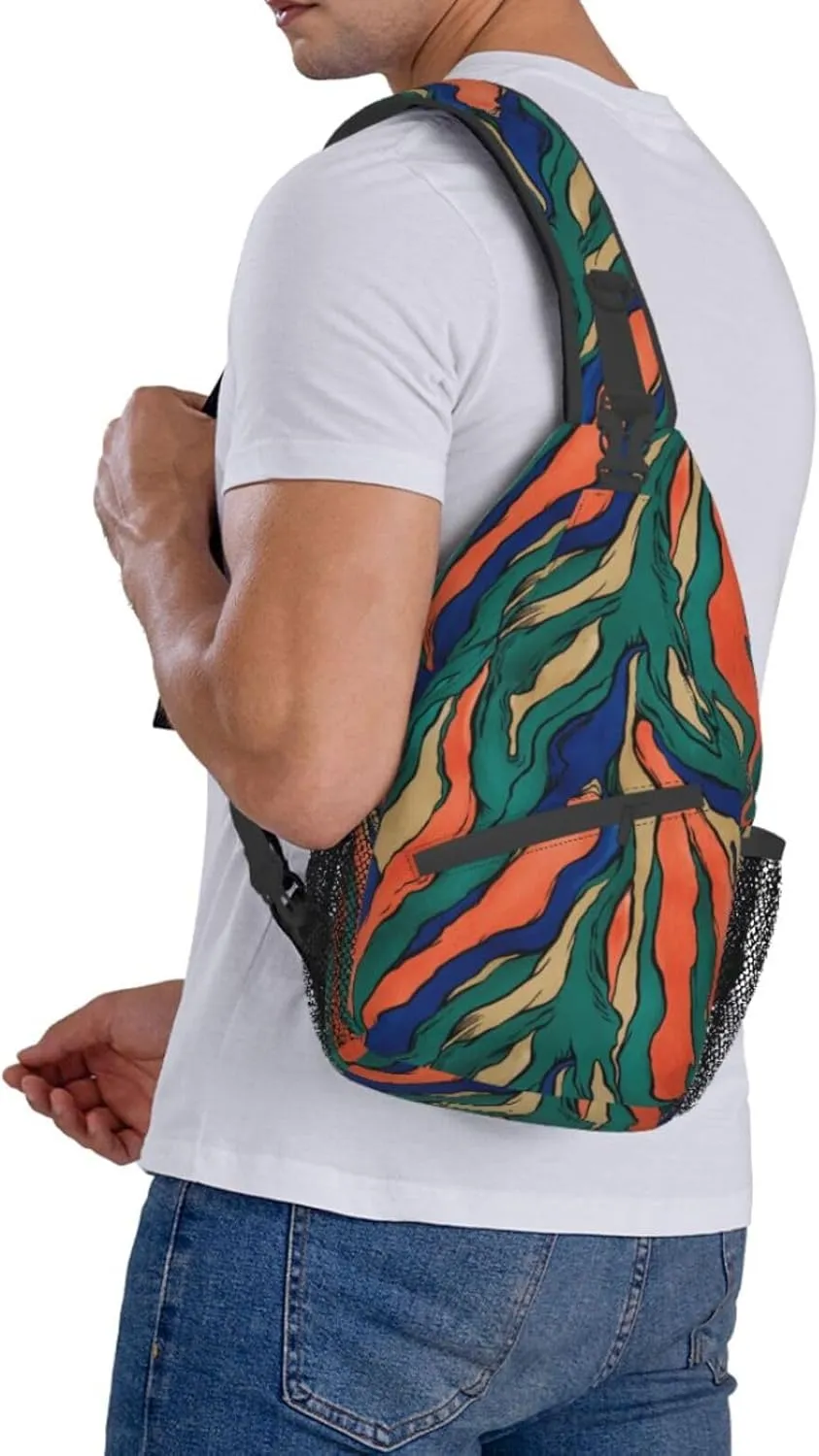 Crossbody Bags For Women Men Abstract Art Sling Backpack Chest Shoulder Bag Gym Cycling Travel Hiking Daypack