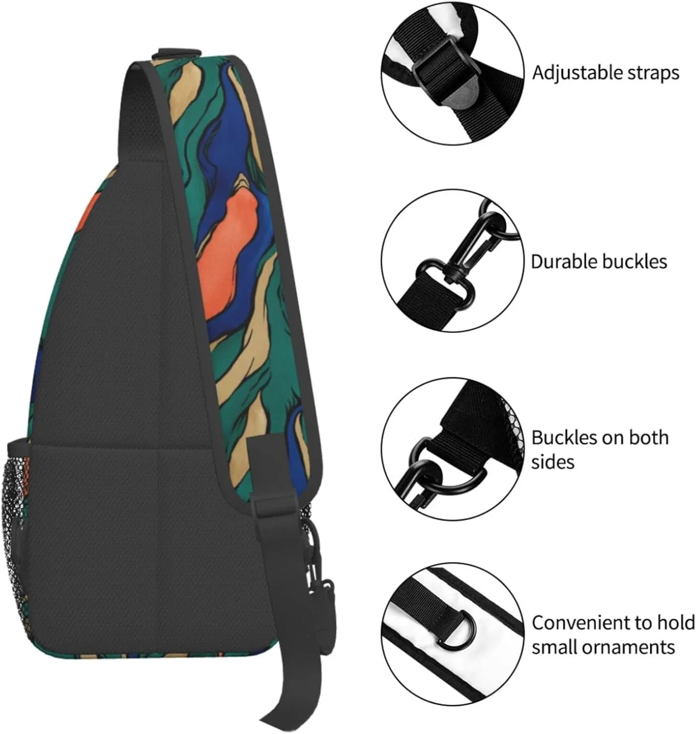 Crossbody Bags For Women Men Abstract Art Sling Backpack Chest Shoulder Bag Gym Cycling Travel Hiking Daypack