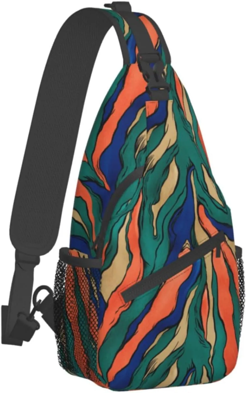 Crossbody Bags For Women Men Abstract Art Sling Backpack Chest Shoulder Bag Gym Cycling Travel Hiking Daypack