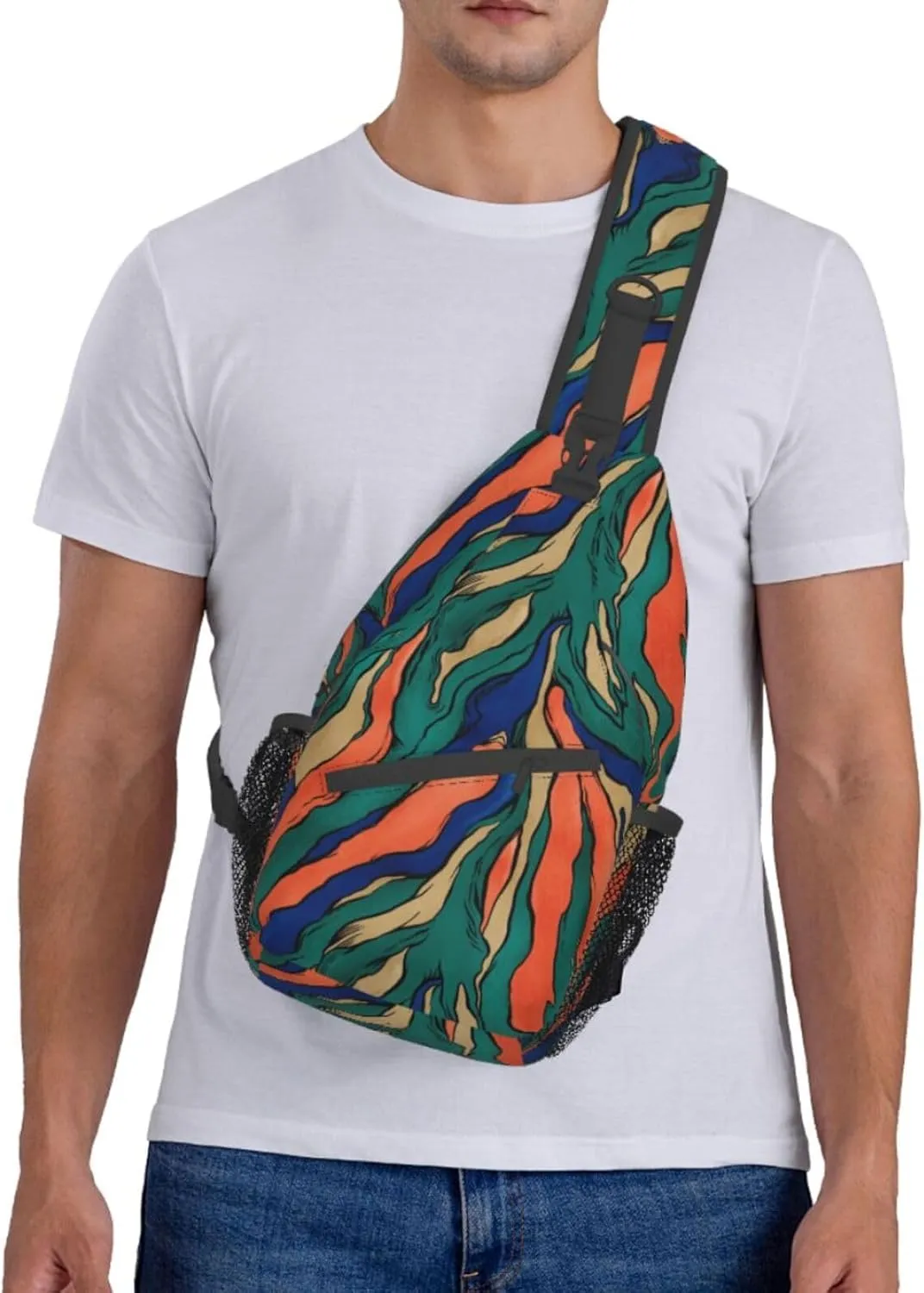 Crossbody Bags For Women Men Abstract Art Sling Backpack Chest Shoulder Bag Gym Cycling Travel Hiking Daypack