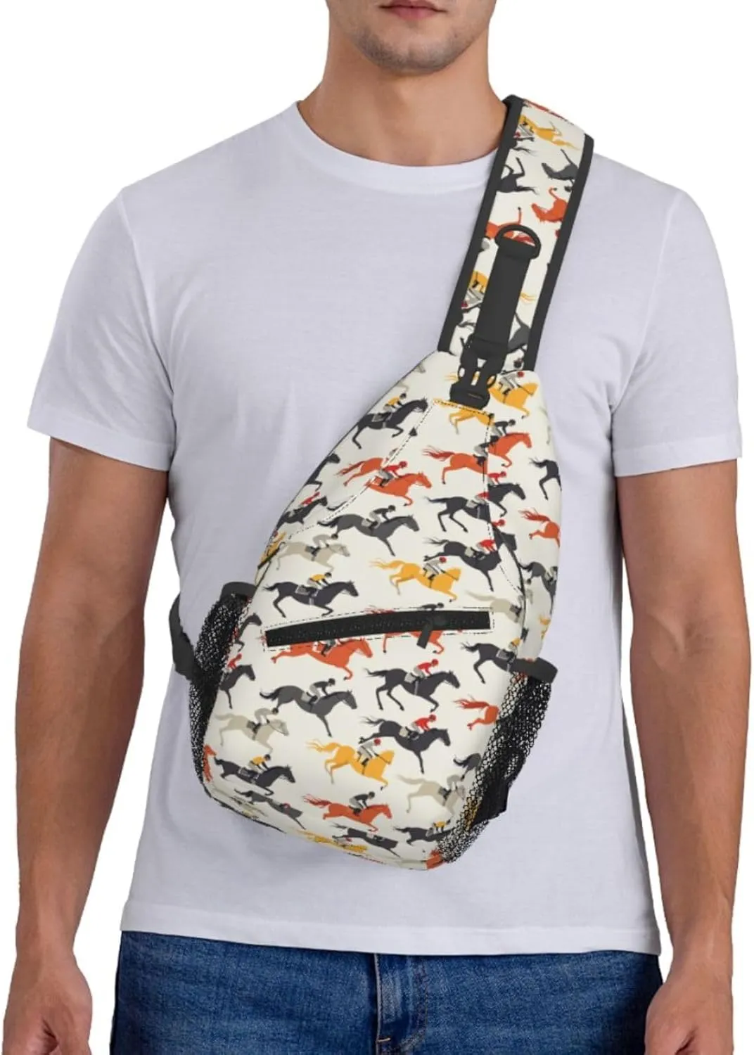 Crossbody Bags For Women Men Horse Race Sling Backpack Chest Shoulder Bag Gym Cycling Travel Hiking Daypack