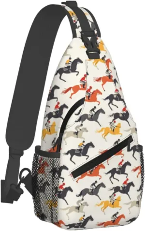 Crossbody Bags For Women Men Horse Race Sling Backpack Chest Shoulder Bag Gym Cycling Travel Hiking Daypack