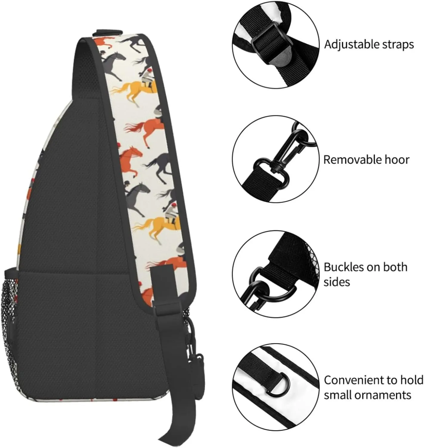 Crossbody Bags For Women Men Horse Race Sling Backpack Chest Shoulder Bag Gym Cycling Travel Hiking Daypack