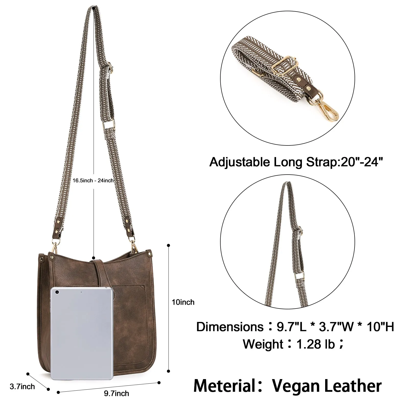 Crossbody Bags For Women Trendy Shoulder Bag Vegan Leather Purse with Two Straps