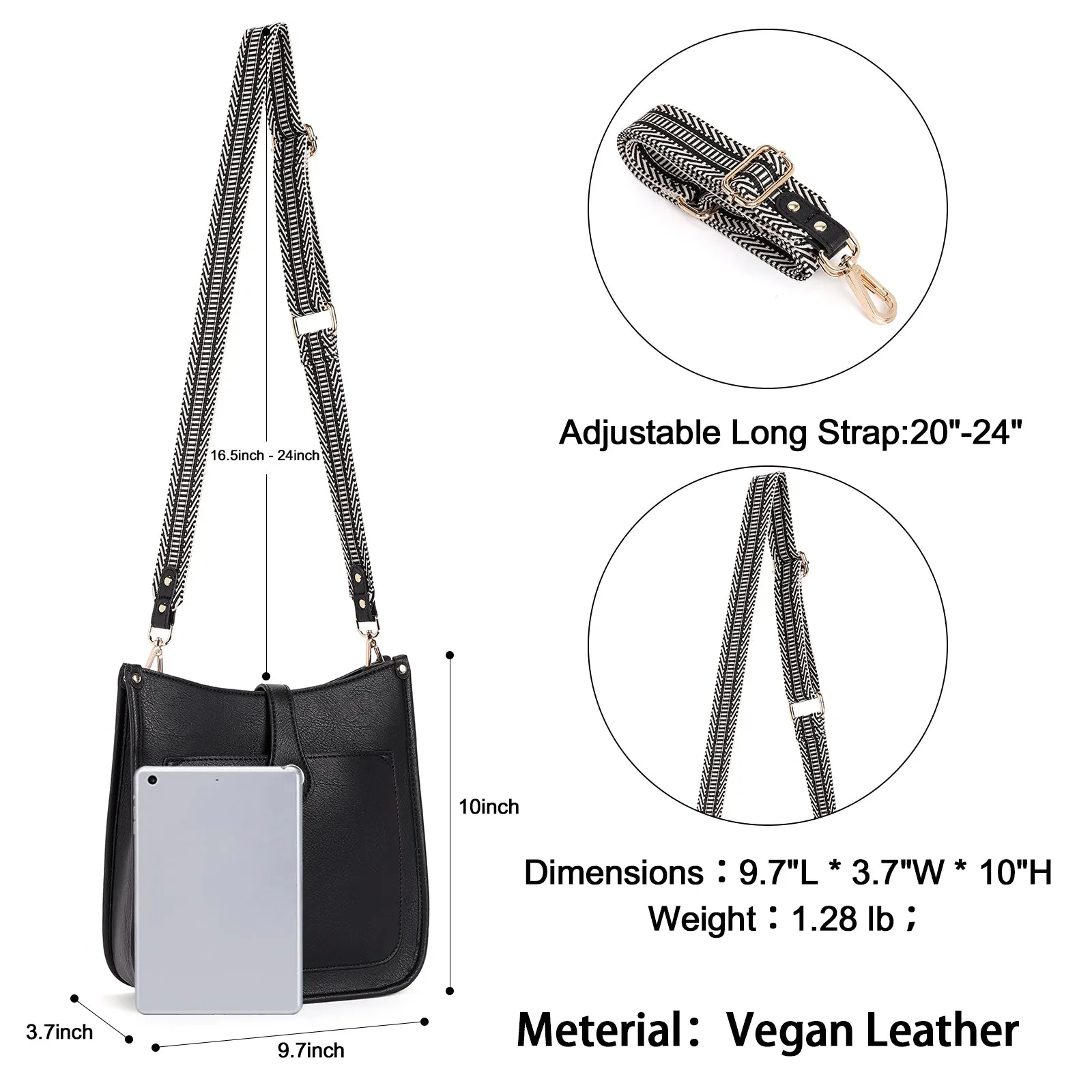 Crossbody Bags For Women Trendy Shoulder Bag Vegan Leather Purse with Two Straps