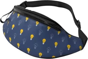 Crossbody Fanny Packs for Women Men - blue Light Bulbs Pattern Running Belt Bag Travel Waist Bag for Women Mens