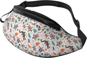 Crossbody Fanny Packs for Women Men - Chameleon Lizard Turtle Frog Running Belt Bag Travel Waist Bag for Women Men