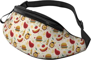 Crossbody Fanny Packs for Women Men - Cute Food Beef Onions Mushrooms Running Belt Bag Travel Waist Bag for Women Men