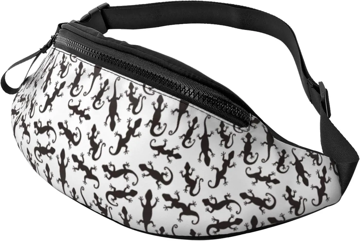 Crossbody Fanny Packs for Women Men - Cute Lizard Gecko Black Travel Belt Bag Running Waist Bag for Women Men