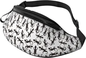 Crossbody Fanny Packs for Women Men - Cute Lizard Gecko Black Travel Belt Bag Running Waist Bag for Women Men