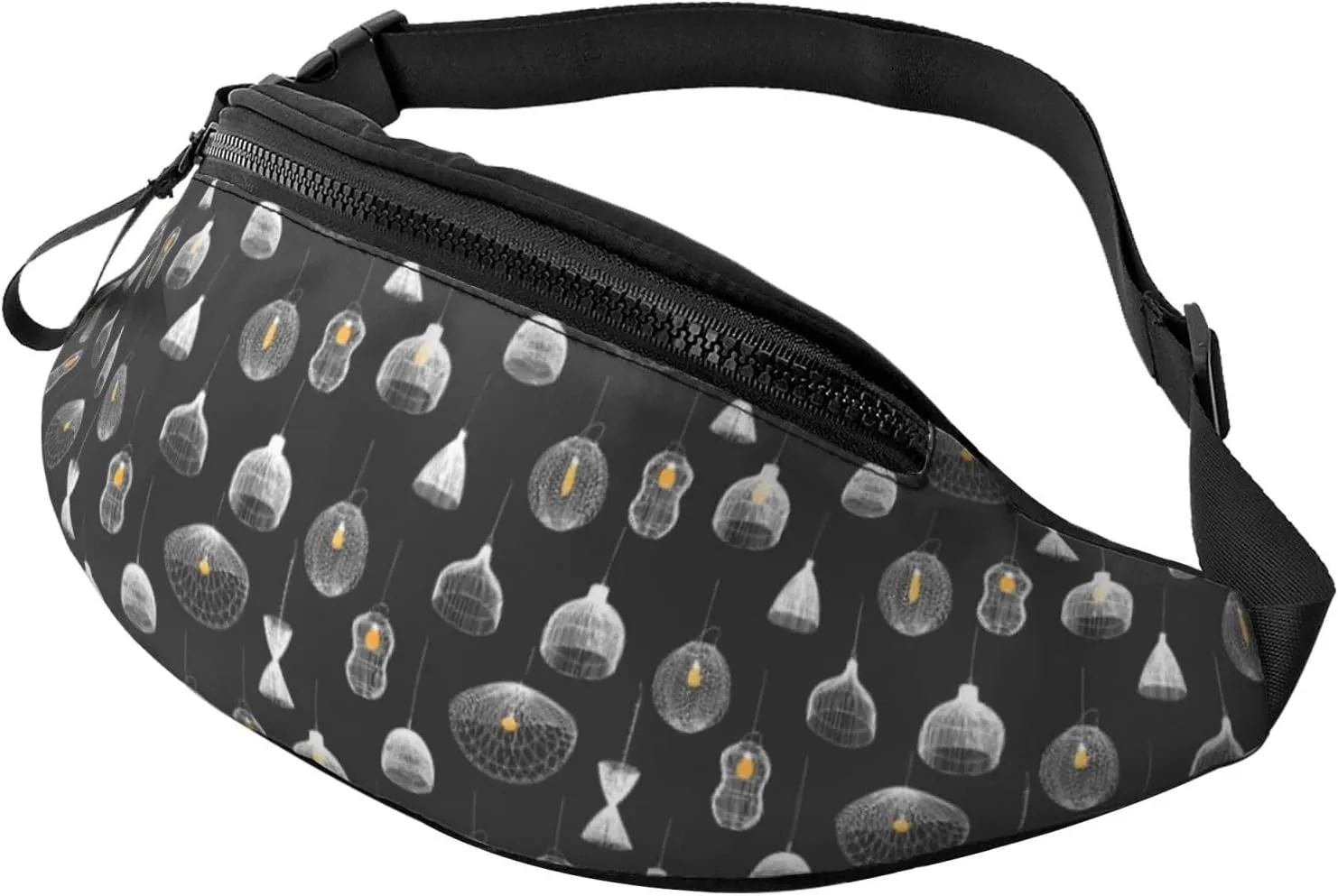 Crossbody Fanny Packs for Women Men - Light Bulb Print grey Running Belt Bag Travel Waist Bag for Women Men