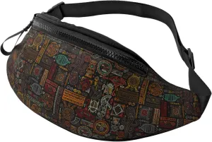 Crossbody Fanny Packs for Women Men - Polynesian Turtles Running Belt Bag Travel Waist Bag for Women Men