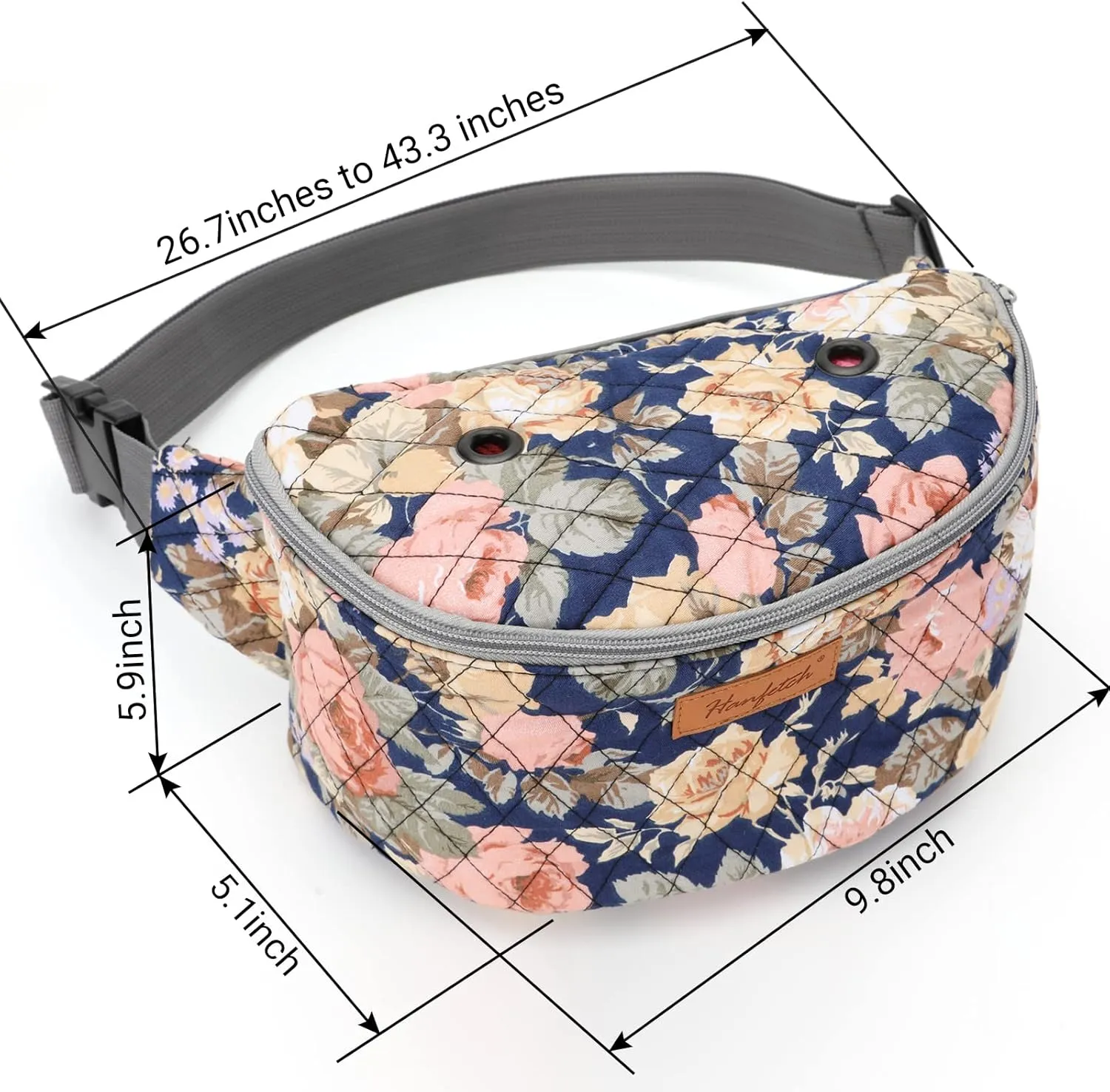 Crossbody Waist Bag - Small Yarn Storage Organizer for Skeins, Crochet Hooks & Accessories (Peony)