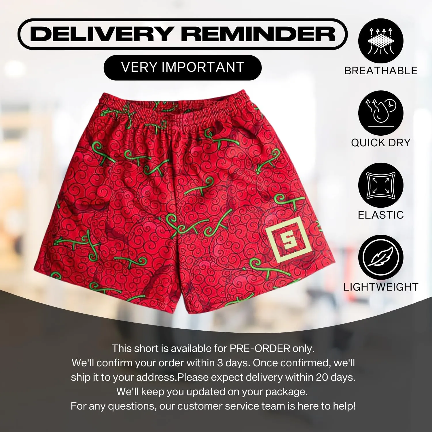 CROWN Anime Mesh Shorts - Breathable Workout Athletic Sport with Soft Pockets